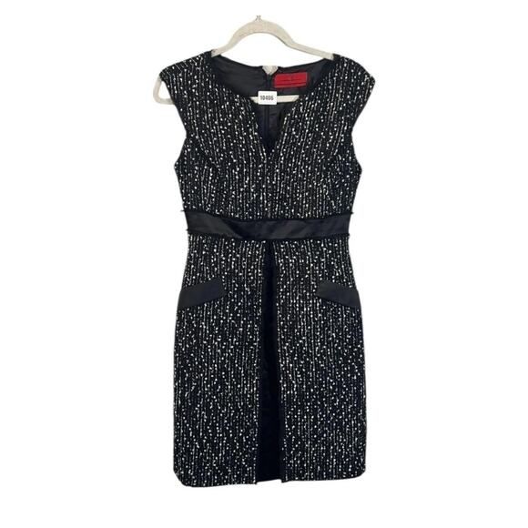 CH Carolina Herrera Dress Womens 6 Black White Tweed Sheath Satin Trim V410-CH - Picture 1 of 11